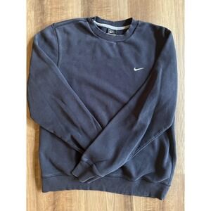Nike Sweater Mens Medium Navy Blue Crewneck Pullover Swoosh Embroidered Logo